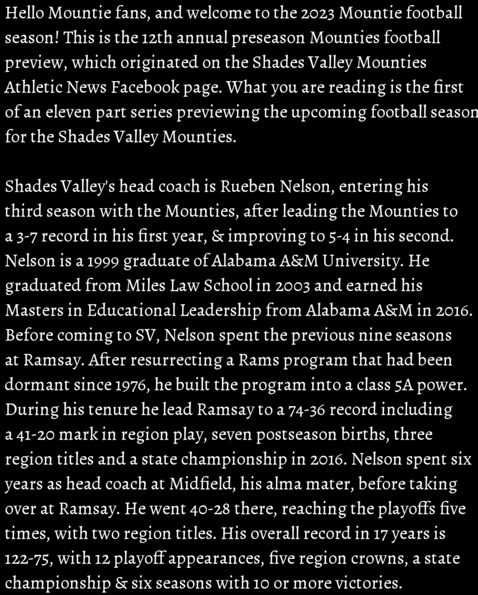 svmounties's tweet image. Welcome to the 12th Annual SV Preseason Football Preview. This is the 1st installment previewing the upcoming 2023 season for SV. For the next 10 days, we will look at the Mounties, each regular season opponent, &amp;amp; a brief review of the series' between the teams. #GoMounties 🔴⚫