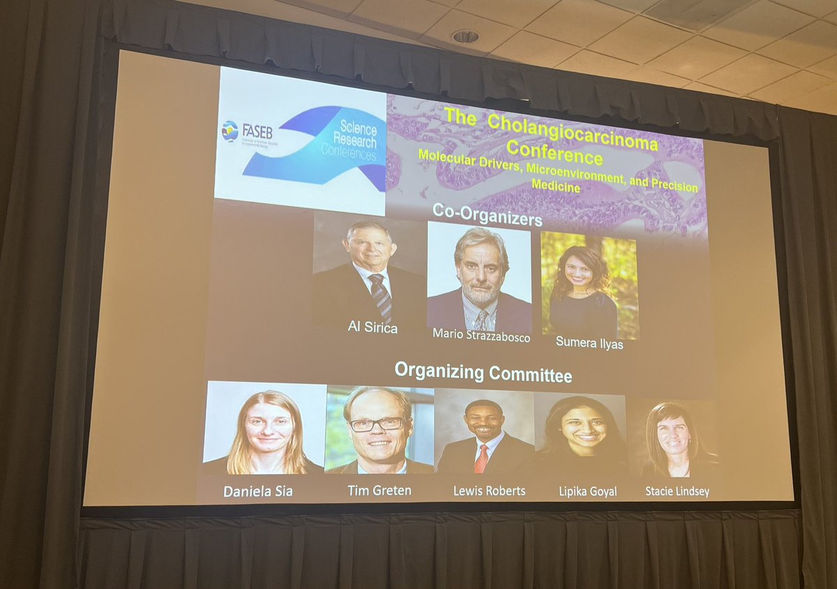 SumeraIlyasMD's tweet photo. The FASEB Cholangiocarcinoma conference has kicked off! Incredibly privileged to be here with some of the best minds in the world who are devoted to curing this highly lethal cancer. #CHORSC #CCA #AlSirica @MarioStrazzabos @TimGreten @LewisRobertsMD @curecc @staclinds @siadaniela https://t.co/UtHPTCJdlA