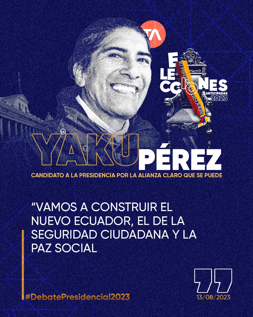 teleamazonasec's tweet photo. #DebatePresidencial2023 l “Hay que recordar la honestidad intelectual que debemos tener los ecuatorianos”. Yaku Pérez, candidato a la Presidencia por la alianza Claro que se puede. https://t.co/sgwswa6yaQ
