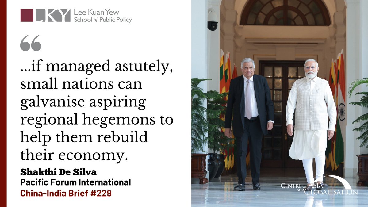 CAG_LKYSPP's tweet photo. #SriLanka's tightrope balancing between #China and #India carries important lessons for how other #smallstates can manage #majorpower competition, writes @shakthi721994 of @PacificForum in the latest #ChinaIndiaBrief. #cib229
➡️ https://t.co/GVn5nRzPMD https://t.co/ITj8bahWUx
