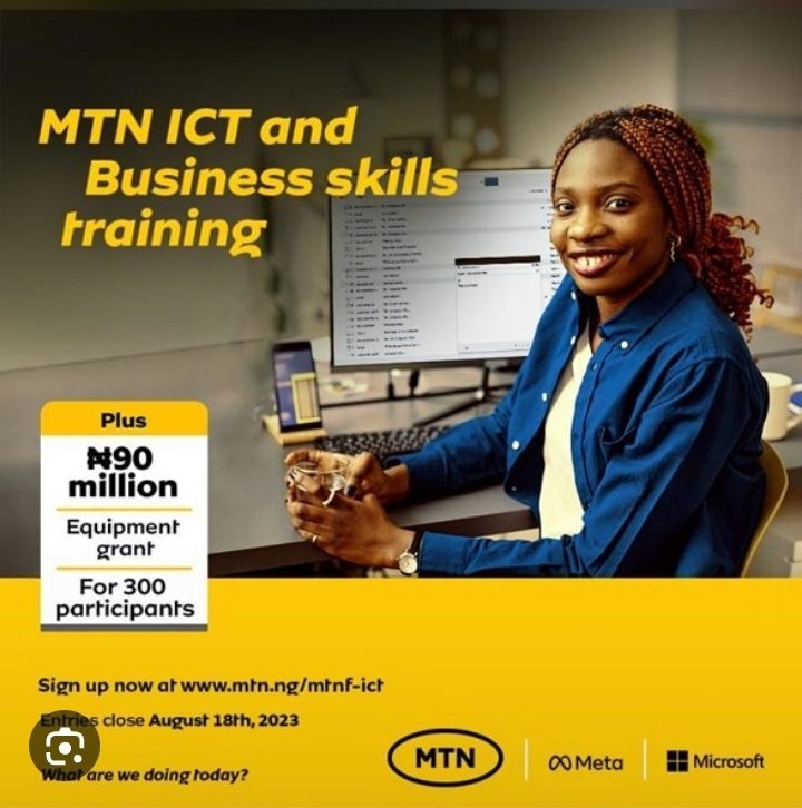 KSENetwork's tweet photo. The MTN Foundation ICT and Business Skills training is pen for applications. Apply now and equip yourself with skills that will give you an added advantage among your peers.
More info: https://t.co/JWyrBXVjOV
Deadline: Aug. 18th

#KSENetwork https://t.co/KajjWRMJi0