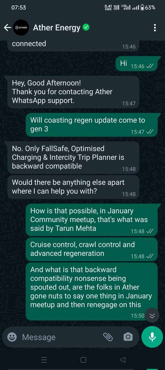 futureiselectr2's tweet photo. Hi, @atherenergy @tarunsmehta, @swapniljain89, @RavneetPhokela, @booleanbalaji, this is what the conversation I had with the customer service and is this how are previous going to be treated, hope an ideal clarification will come through https://t.co/yfRAz3vEHd