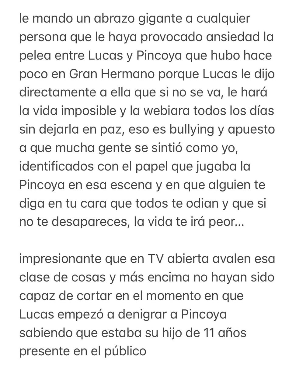 rkivelen's tweet photo. con lo qué pasó ahora en GH entre Pincoya y Lucas, solo puedo decir que somos una sociedad podrida y que la TV Chilena con tal de tener rating es capaz de mostrar escenas de bullying y violencia verbal explicitas y taparlo como un “desahogo”

#GranHermanoChile
#GranHermanoCHV https://t.co/ymcvAnhOiT