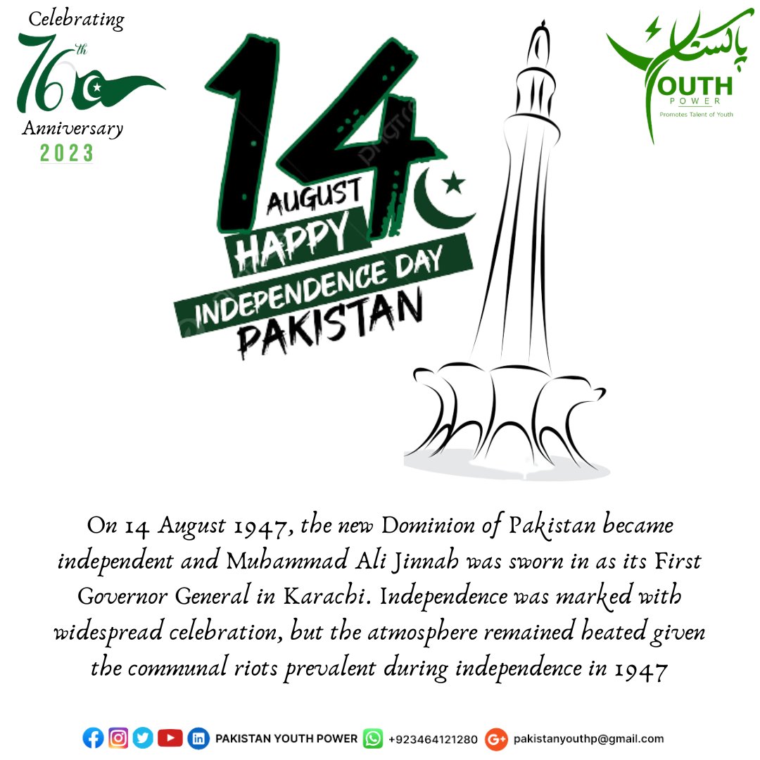 PakistanYouthP's tweet photo. #14august1947 #14August2023  #IndependenceDaypakistan  #IndependenceDay2023  #Independence #PakistanZindabad  #Pakistan  #pakistanyouthpower https://t.co/MGYkpnRkaJ