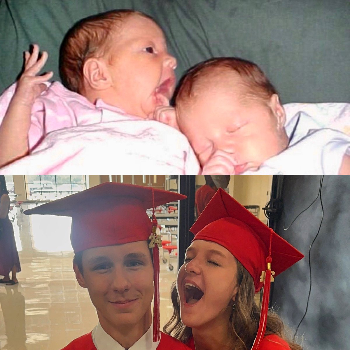 summshe_plus5's tweet photo. As the morning comes, I officially take my last “first day of school” photos of my kids.  

They’ve been warned that they have to humor me in all of my photo requests but… in light, I’ll share this little gem. #somethingsneverchange #Twins #doubleblessings #Classof2024 https://t.co/M2yvuukTKe
