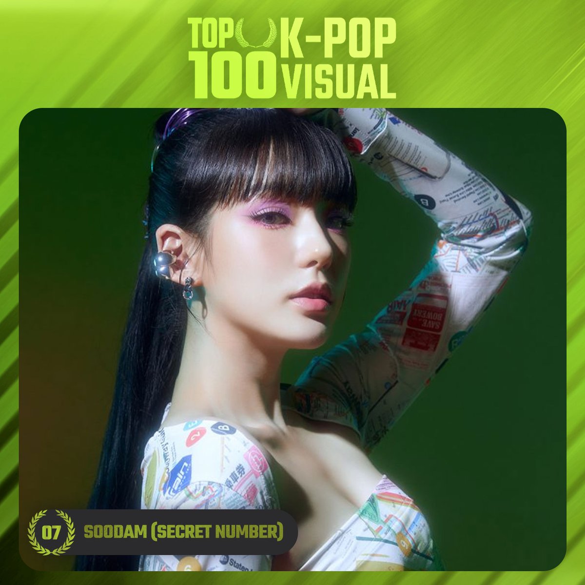 TOP100KPOP's tweet photo. TOP 100 – K-POP VISUAL

#7 Soodam (#SECRETNUMBER)

Congratulations! 🎉 https://t.co/HqiYwR4DlY