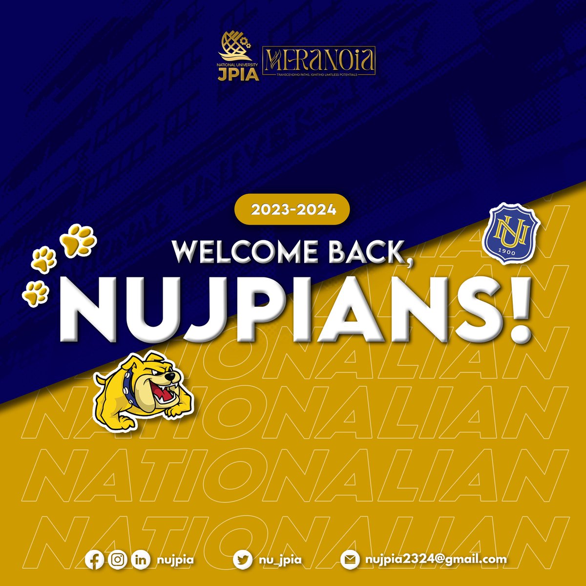 nu_jpia's tweet image. Embrace the New Academic Adventure! 📚✨

Here's to a year of endless possibilities and personal growth. Together, let's script a story of achievement and inspiration! 🌟🎓

#NUJPIA2324
#NUJPIAMeranoia
#TranscendingPathsIgnitingLimitlessPotentials