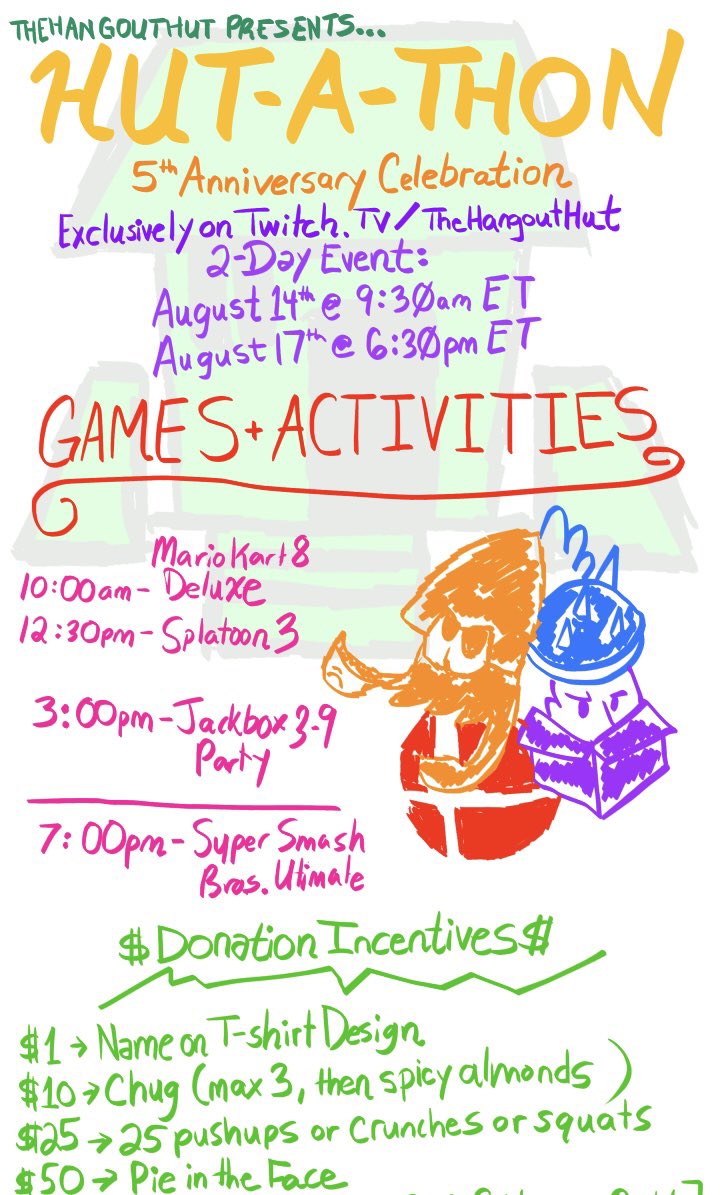 Hut-A-Thon Celebrating 5 Incredible Years!!!! 

See you guys at 9:30am 🎉