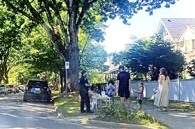 Forwarded a picture of one of #VancouversFinest taking a break from the heat & patronizing a neighbourhood business. #DogDaysOfSummer #BeCool #Community