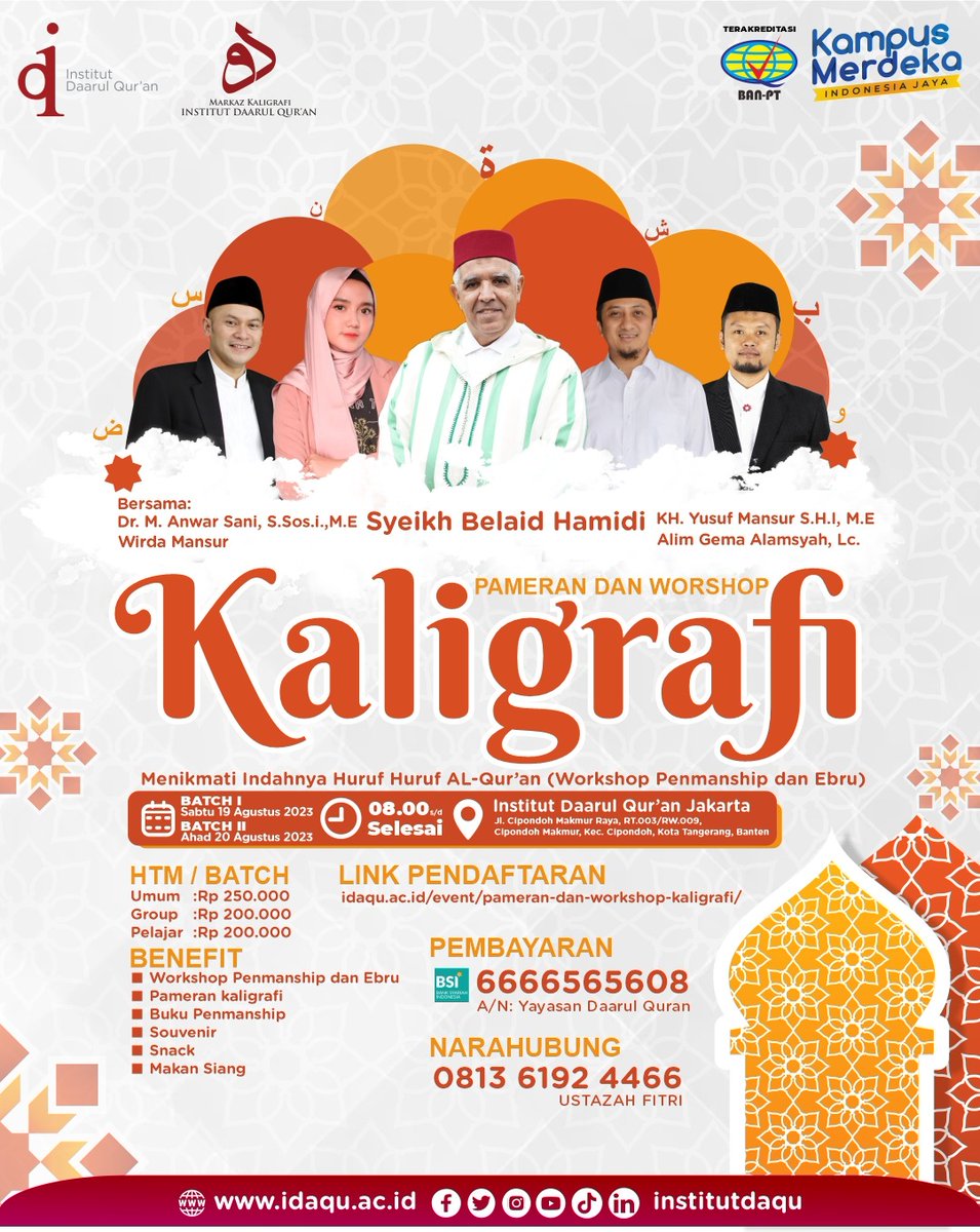 institut_daqu's tweet photo. Yuk segera daftarkan diri anda dan saksikan keajaiban goresan pena yang menghipnotis mata dan jiwa🖌️✨

@institutdaqu
@_calligraphycenter

#PameranKaligrafi #WorkshopKaligrafi
#SeniEbru #Penmanship #InstitutDaarulQur'an https://t.co/iy7ovL5cGG