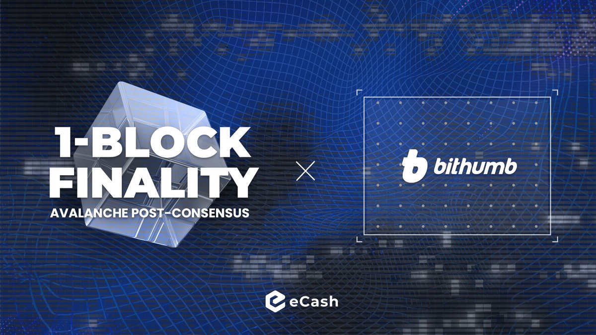 eCash's tweet photo. 🤝 @BithumbOfficial joins the 1-conf club! 🎯
🎉 #Bithumb exchange has completed the upgrade and reduced their $XEC deposit confirmation requirements from 3️⃣0️⃣ down to just 1️⃣! 🔥
The power of Avalanche on #eCash! 💪
🚀 https://t.co/EfEkFOLsKV
#AvalancheIntegration🗻 #XEC https://t.co/1WZqee53QR