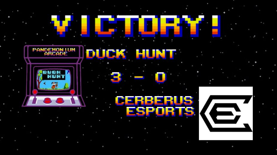 We cleared our first week in <a href="/ConsoleGamingLG/">CGL</a> 

GG’s to <a href="/CerberusEspOrg/">Cerberus</a> 

We’re on to the next and ready for a fight!!! 💥 🥊 

#RunUpTheScore #DuckHunt #PandemoniumArcade