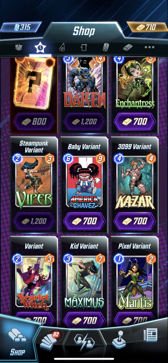 direwolf0523's tweet photo. My shop tonight anyone getting anything #MarvelSnap #dailyshop https://t.co/sSKtaDujAx