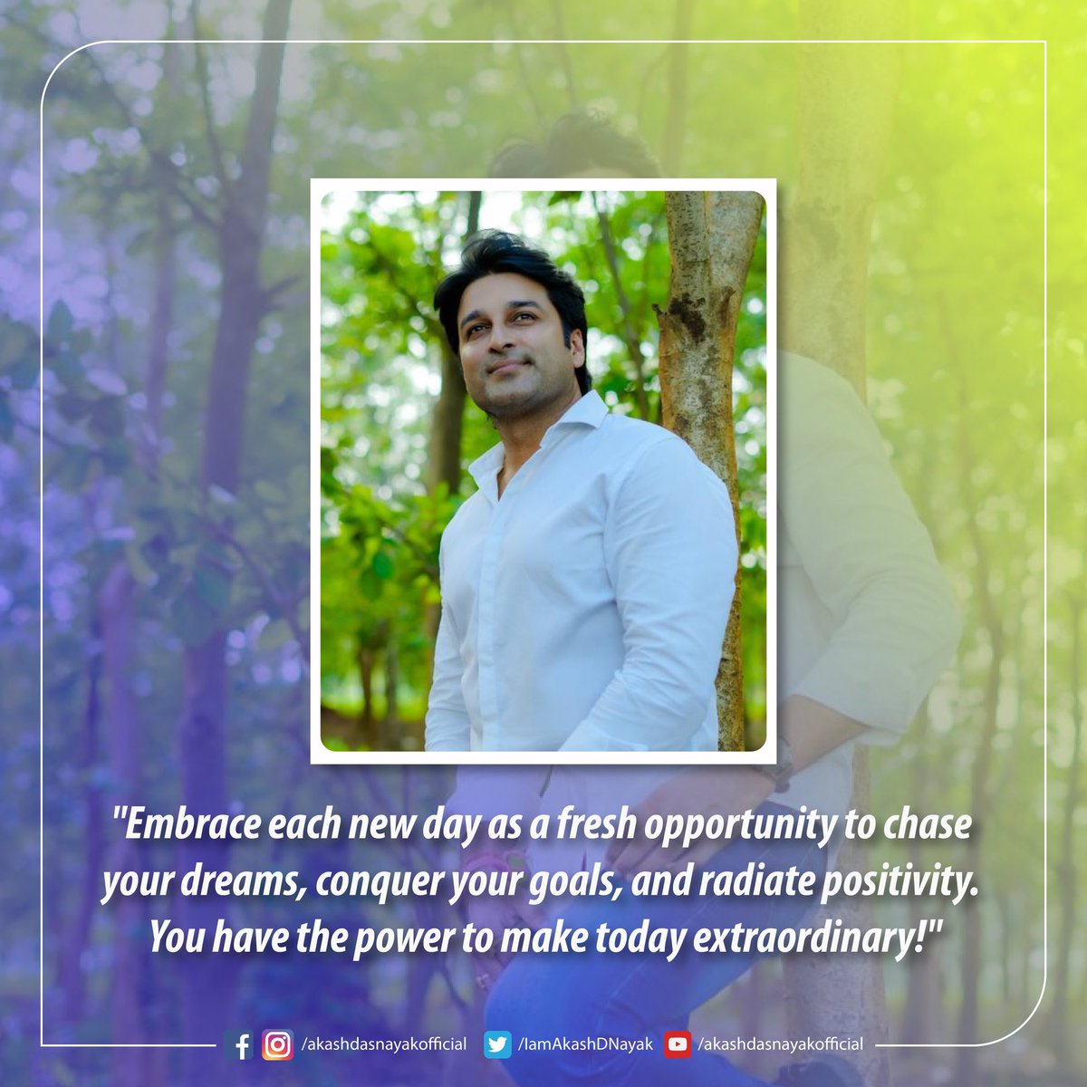 IamAkashDNayak's tweet photo. "Embrace each new day as a fresh opportunity to chase your dreams, conquer your goals, and radiate positivity. You have the power to make today extraordinary!"

#InspirationDaily #LiveYourBestLife  #GoAfterYourGoals #NeverGiveUp #BeFearless
#SuccessMindset #BelieveInYourself https://t.co/hzYJZJZGyu