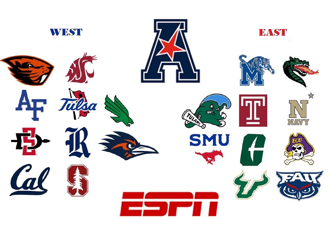 Anticipate the below will be the final configuration of the new American / Pacific Atlantic super conference barring any late breakdowns before a deal is struck. TV deal could be a lucrative 280 million annually.