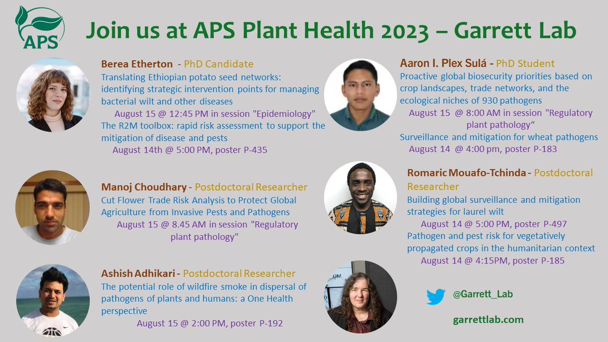 Join us at #PlantHealth2023 - learn about the latest work of @Berea_Etherton @PlexAaron @Choudhary_Patho @mouafo_romaric @ashishadh7 

@UFPlantPath @GFSI_UF_IFAS @UF_EPI