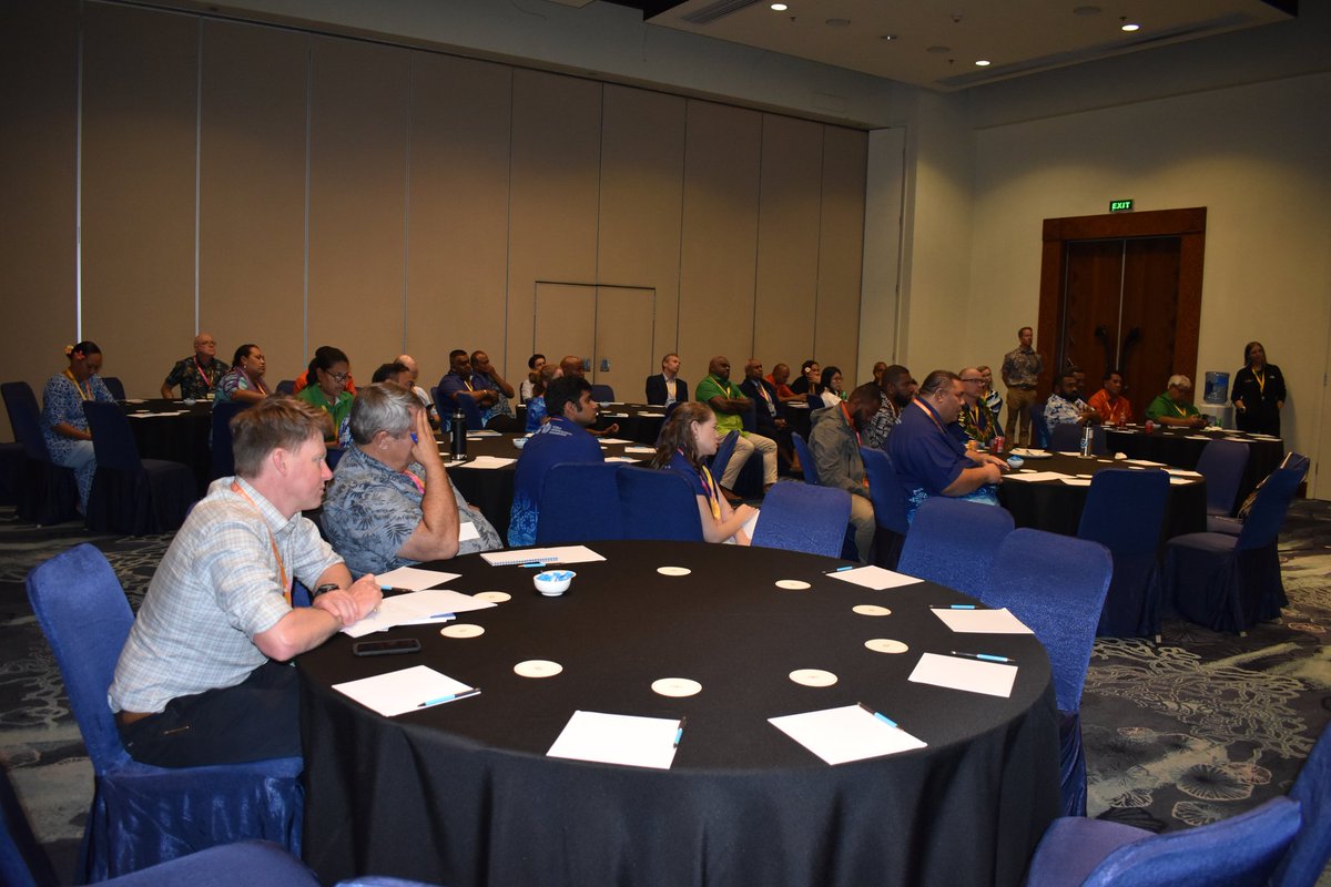 FJMETservice's tweet photo. @FJMETservice Hydrology Team presenting on how Fiji is Reducing the Risks of Disasters in Fiji through Effective Impact-based Prediction and Warning and Application of Fiji Flash Flood Guidance System at the #PMC6 in Nadi today.
#resilientpacific
#pacificmet https://t.co/rqVoDAXzS3
