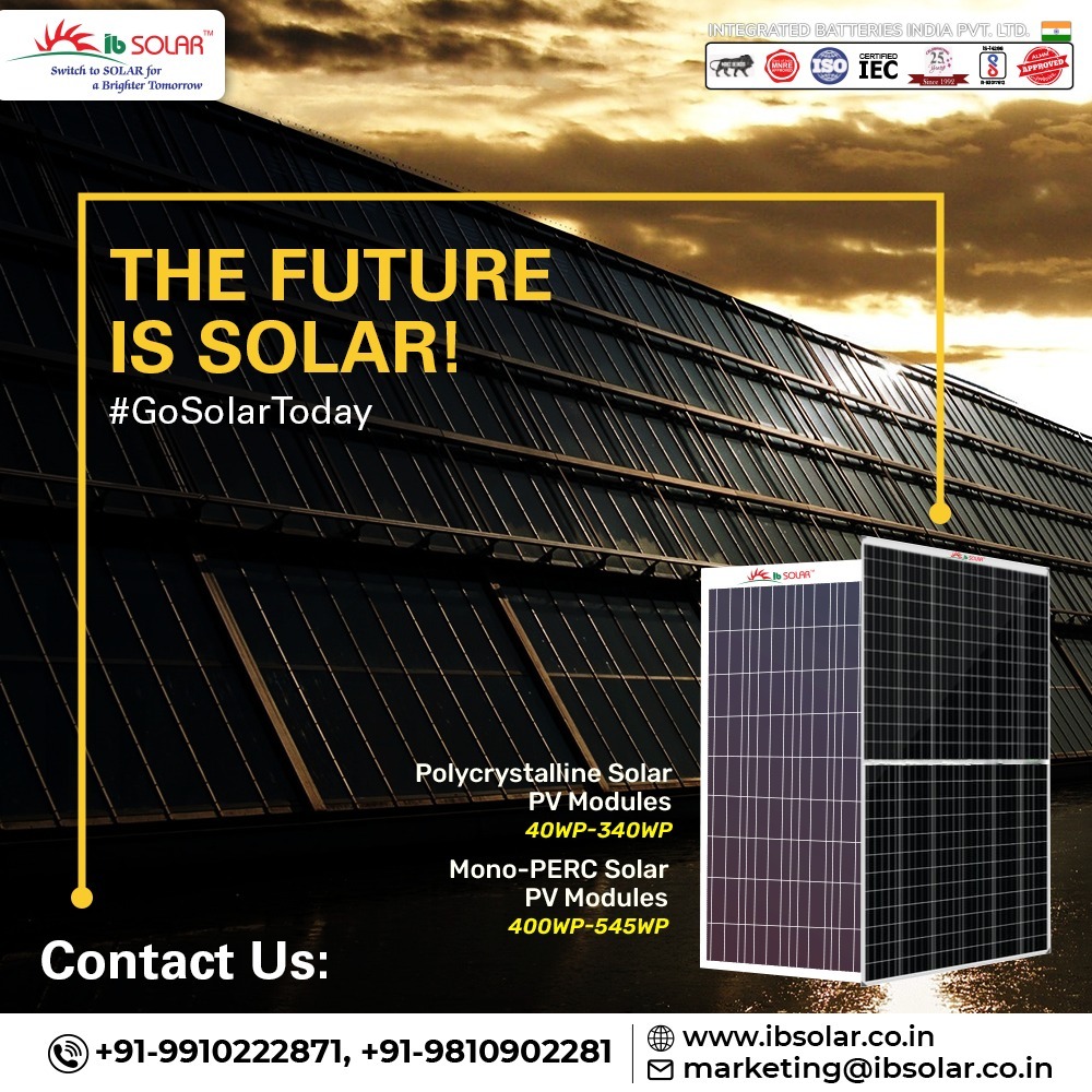 Powering the future with IB Solar's top-rated Mono Perc and Polycrystalline solar panels.  

Visit: ibsolar.co.in
Or call us at +919910222871, 9810902281

 #solarindia #ibsolar #mono #monopanels #polypanels #bis #almm #almmapproved