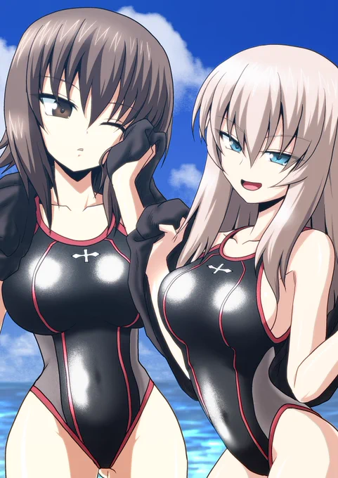 #水泳の日  日焼け対策もせずに海ではしゃぎまくってこんがり焼けるエリカもいいよね…