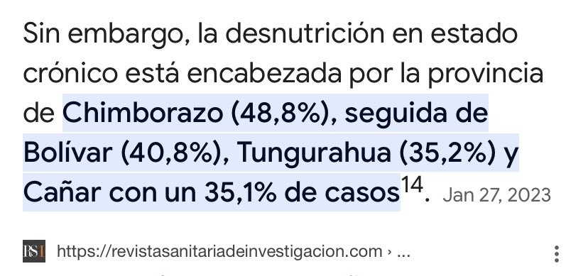 AndreGonzalezNa's tweet photo. Y no, la principal desnutrición infantil crónica no está en la Amazonia @jantopicecuador está en la provincia donde nació Fernando Villavicencio, Chimborazo. Nuestro plan contempla el trabajo en conjunto con ONG nacionales e internacionales y buen uso de nuestros productos. https://t.co/1aYq7i99Y5