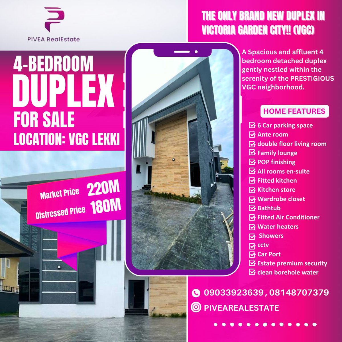 Pivearealestate's tweet photo. 🔰 *THE ONLY BRAND NEW DUPLEX IN VICTORIA GARDEN CITY!! (VGC)*

A Spacious and affluent 4 bedroom detached duplex gently nestled within the serenity of the PRESTIGIOUS VGC neighborhood.

🔰FEATURES 
- 6 Car parking space
- Ante room
- double floor living room
- Family lounge https://t.co/AZpp8EnIL3