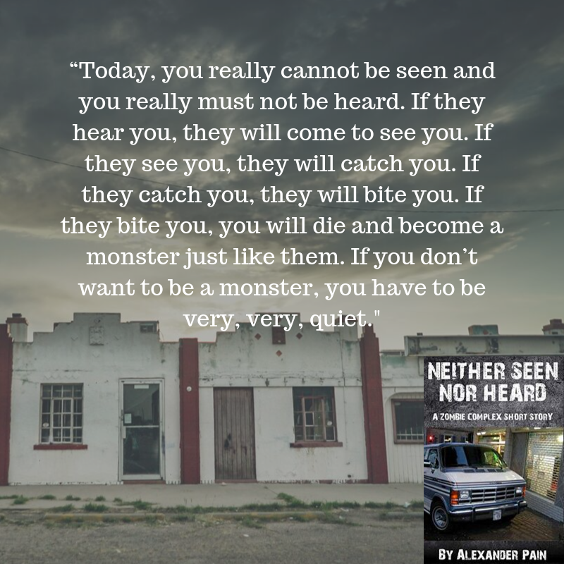 sharonL33940258's tweet image. Neither Seen nor Heard: A Zombie Complex Short Story Alexander Pain @alexanderzpain amazon.com/Neither-Seen-n… #30MinuteScienceFictionFantasyShortReads #30MinuteLiteratureFictionShortReads #PostApocalypticScienceFiction #WolfPackAuthors