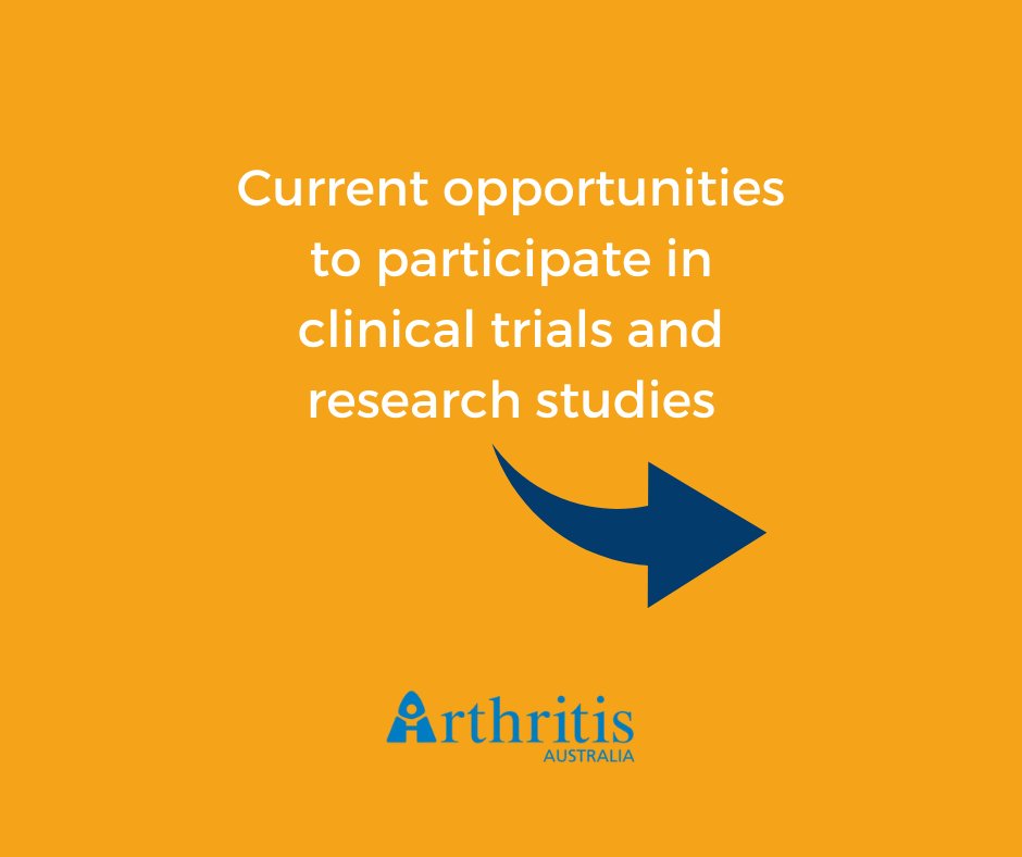 ArthritisAust's tweet photo. Participating in clinical trials and research studies contributes to the advancement of healthcare, potentially developing new interventions and tests, easing disease symptoms, or benefiting others with similar conditions.

For a complete list head to: https://t.co/1EkOtUE2Mm https://t.co/4I2dRqbh1P