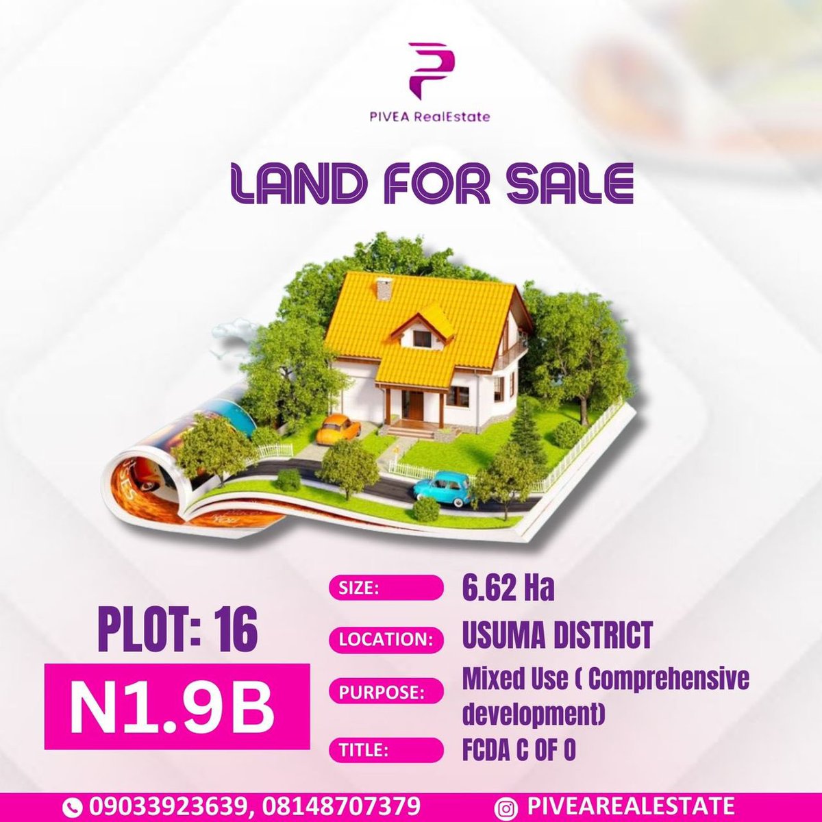 Pivearealestate's tweet photo. LATEST IN THE MARKET!!!
📌LAND FOR SALE📌

Plot no  16
Size: 6.62Ha
Purpose: Mixed Use ( Comprehensive development)
Title:  FCDA C of O
Location: Usuma District
Price: 1.9b

For more details contact:
08148707379 or 07044238817 https://t.co/oNqidIOQzG