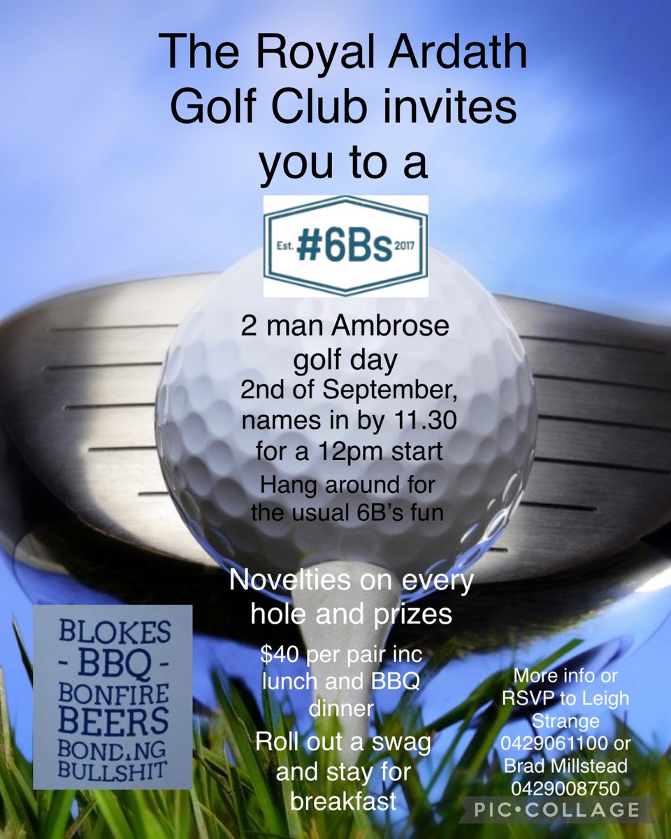 BradMillsteed's tweet photo. Don't forget to check your diary and if you're keen on a great day out before celebrating Fathers Day, Royal Ardath golf course will be the place to be for some #6Bs action 
Any enquiries to @LeighStrange1 https://t.co/yGeRnETX8D