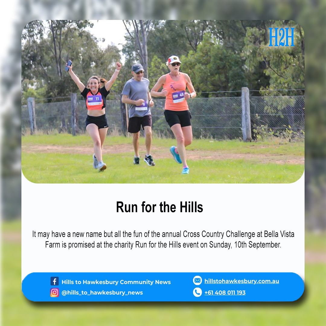 It may have a new name but all the fun of the annual Cross Country Challenge at Bella Vista Farm is promised at the charity Run for the Hills event on Sunday, 10th September.

Read more at hillstohawkesbury.com.au/run-for-the-hi…
#crosscountrychallenge #runforthehills #bellavistafarm #running
