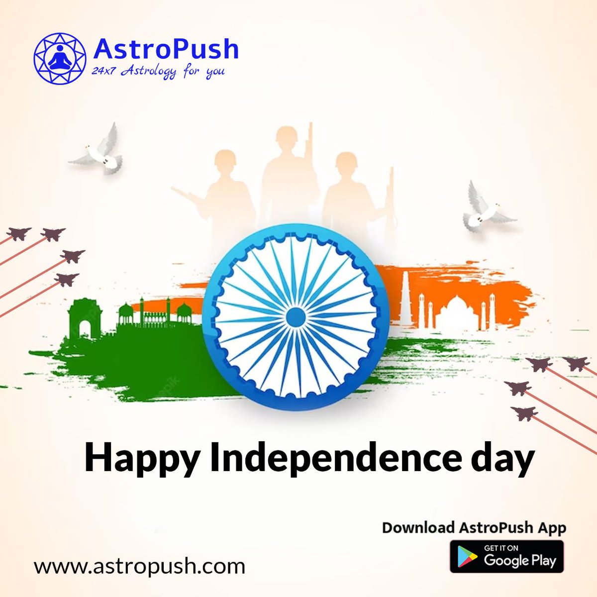 AstroPush's tweet image. "Wishing you and your family a memorable Independence Day filled with moments of pride, joy, and reflection."
Happy Independence Day- Team AstroPush.
.
.
.
#independenceday #independenceday2023 #astropush #indianastrology #BestAstrologyApp