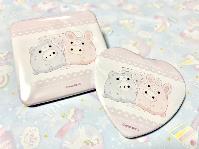 プリロールさま特典のスクエアorハート缶バッジカワユすぎます