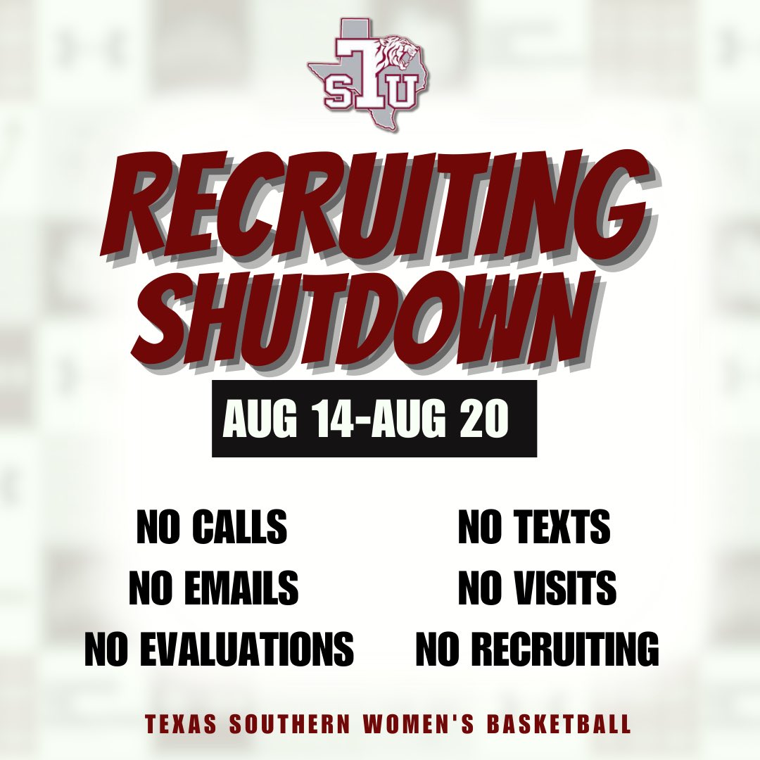 RECRUITING SHUTDOWN‼️ We will be back on the 21st. Until then no text, no calls, etc.