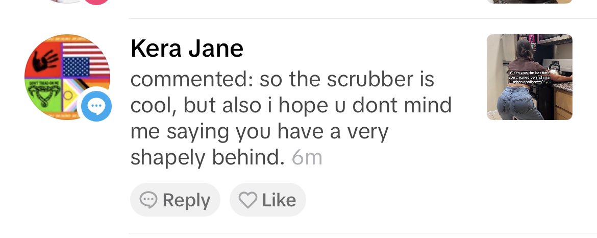 Just for some laughter…..this is under a CLEANING video but the hot debate is do I or do I not have a butt. Oh Lord help us 😂😭