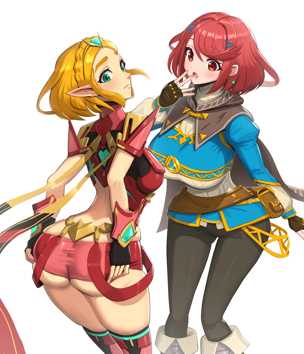 cuteTandy's tweet photo. A cute Zelda and Pyra outfit swap, oh no what a terrible idea ;n; #BreathoftheWild2 #Xenoblade2 https://t.co/jinKVnNVD2