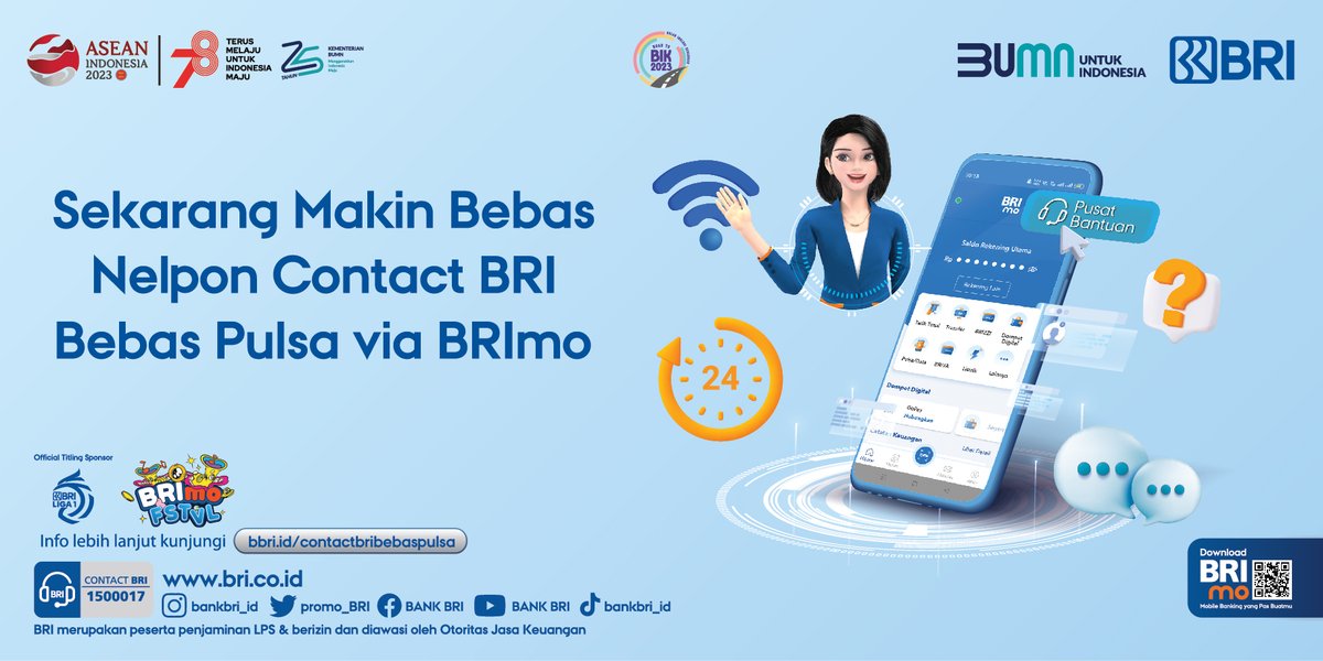 kontakBRI's tweet photo. Perhatian...perhatian...📢📢

Sekarang makin mudah menghubungi Contact BRI bebas pulsa. Tinggal klik di BRImo melalui Layanan Bebas Pulsa.

Sobat BRI tidak perlu khawatir kehabisan pulsa kalau butuh bantuan atau informasi seputar produk dan layanan BRI.

Pastikan Sobat BRI punya data internet ya!

Info lebih lanjut kunjungi https://t.co/LqJgBvqzWM