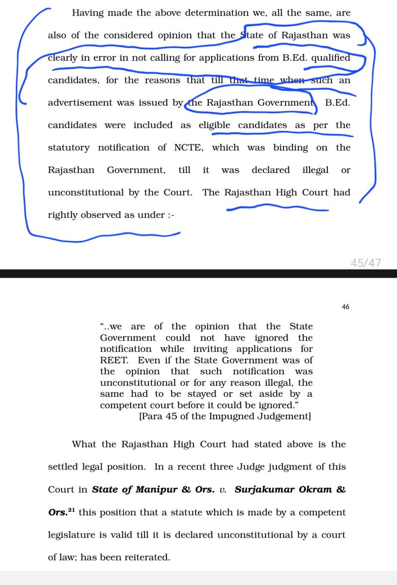 ramesh_ruyal's tweet photo. फैसला का point 36 का last paragraph पढ़ो
बिहार की तरफ से NCTE notification को चैलेंज किया गया था उस याचिका में कोर्ट ने बिहार सरकार को नोटिस जारी किया था
6th phase की भर्ती पटना हाइकोर्ट मे लगे केस के subject to writ petition joining हुई थी क्योंकी मामला सुप्रीम कोर्ट मे pending https://t.co/6fUNxeOxzd