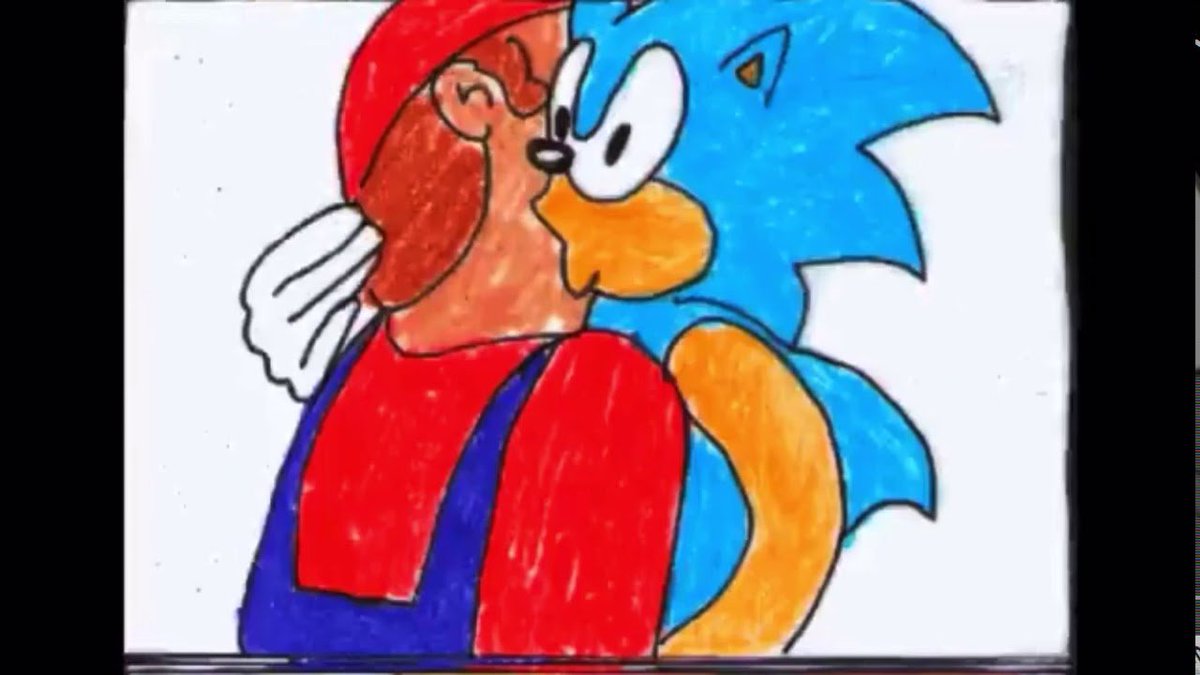 Spo0nkun's tweet photo. @m4rswalker we need to create 100,000 twitter accounts that post this photo everyday with random words as captions so that the ai will continuously generate pictures of sonic and mario kissing https://t.co/63LfFwTEM6
