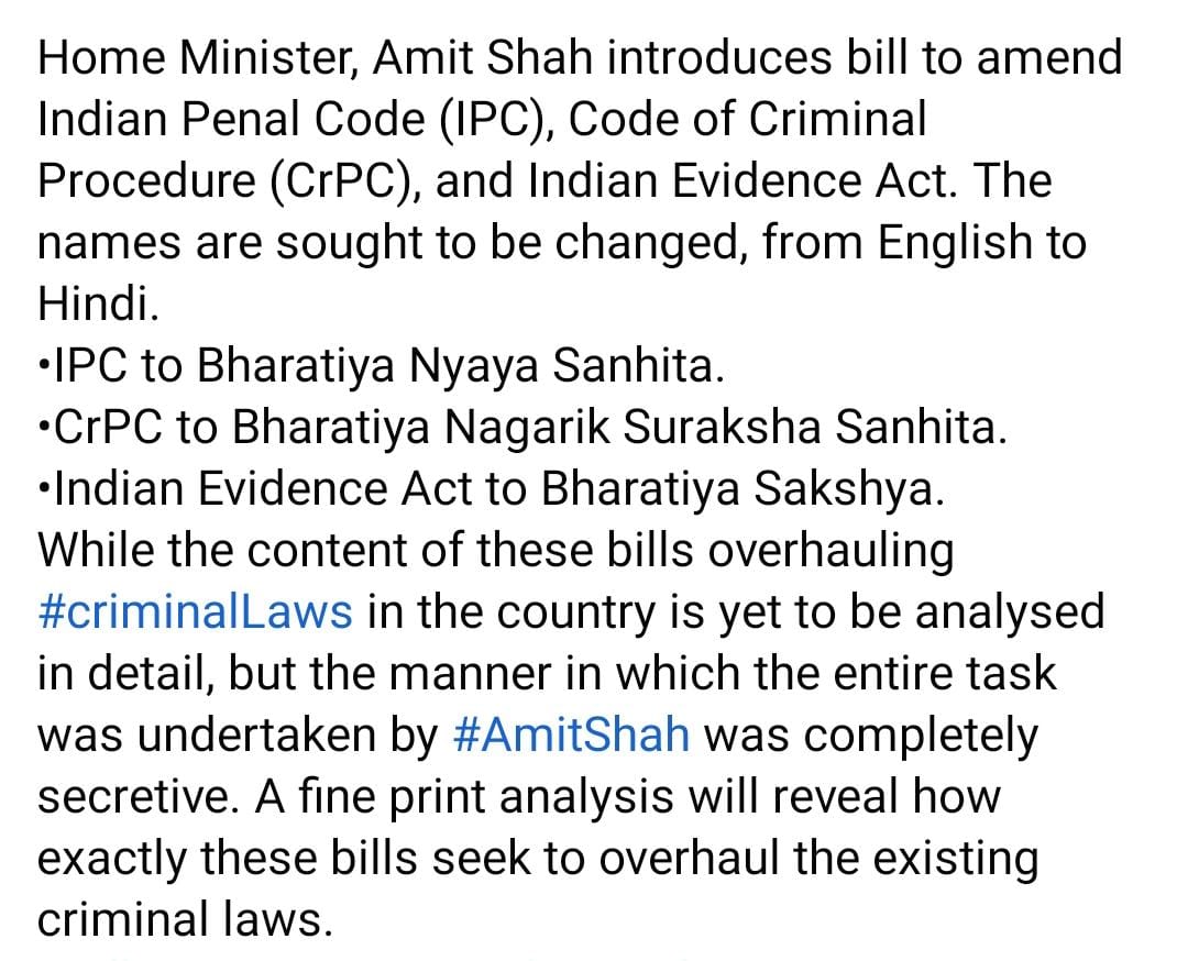 rc_suresh_kumar's tweet image. The Bharatiya Sanhita
The Bharatiya Nagarik Suraksha
The Bharatiya Sakshya
#highcourtsofindia #Corruption #lawyerproblems #SupremeCourt #lawstudent #highcourt