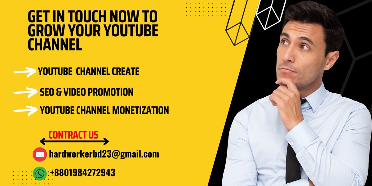 hardworkerbd's tweet image. 🚀 Ready to boost your YouTube channel? 📈 Connect with us today to unlock growth and reach new heights! 🎥📺 Don't miss out on this opportunity to shine. Let's make your content stand out! #YouTubeGrowth #ChannelSuccess
