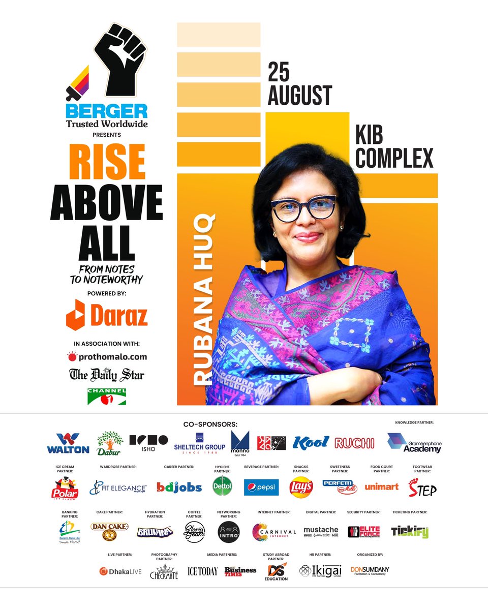 Have you ever heard of someone who is a businessperson, university vice-chancellor, captivating speaker, scholar, and visionary poet all at the same time?

That's Rubana Huq, whose words weave magic. Join us in welcoming her.

#rubanahuq #berger #riseaboveall2023 #DonSumdany