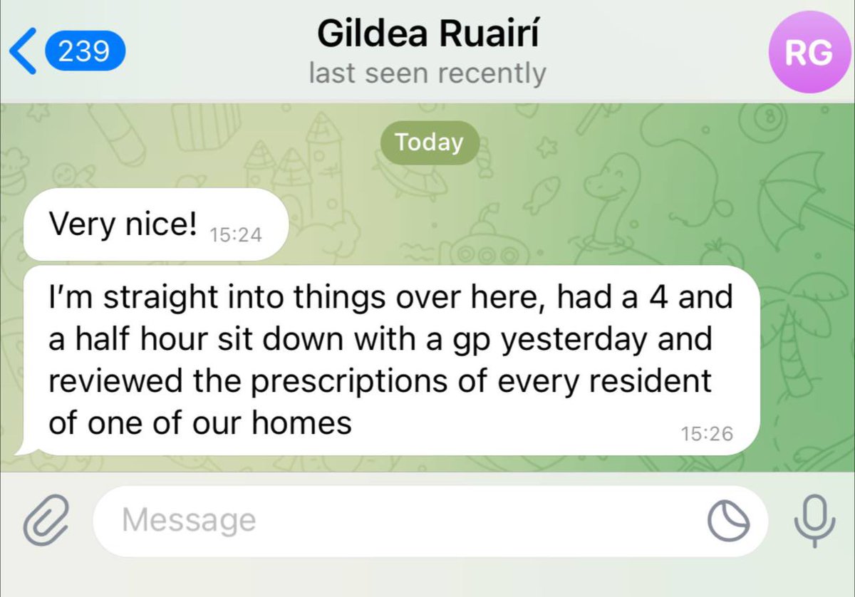 GrahamStretch's tweet photo. Enquired how NQ pharmacist Ruairí - one of this years Argyle GP trainees was getting on back in Ireland 🇮🇪 

Looks like care home meds opt has improved already for care home residents 💚

@Gildeaspharmacy https://t.co/3EYPpBJgSi