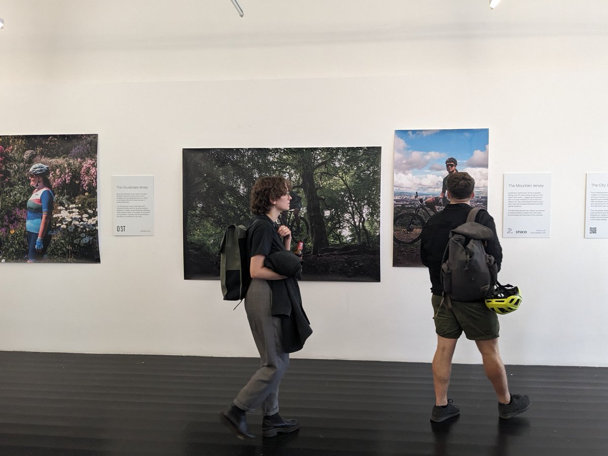 Hoskins_Arch's tweet photo. Thanks to our neighbours @Stuco &amp; @fourtwenty7 for inviting us along to their exhibition showcasing three original jerseys designed for @SANTINI_SMS and this year @CyclingWorlds. https://t.co/2ycodzTlPX