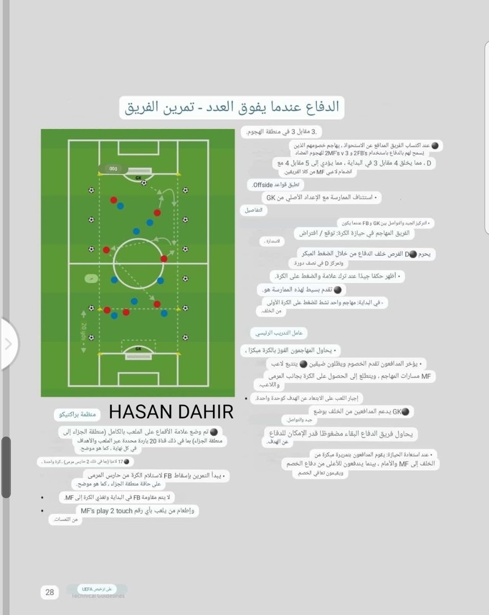 UEFA  B  الاتحاد الإنكليزي لكرة القدم ⚽️🧠 
مشاركة + تم واحصل على الملف كامل 
مبادئ اللعب الهجومي ✅ الدفاع بمجالات واسعة✅
التمرير إلى الأمام ✅ الدفاع بالعمق✅
التمرير أثناء الحركة ✅ الأطراف وادورارها (الهجومي _الدفاعي ) ✅
الاحتفاظ والاستحواذ ✅ الدفاع مع التفوق العددي ✅