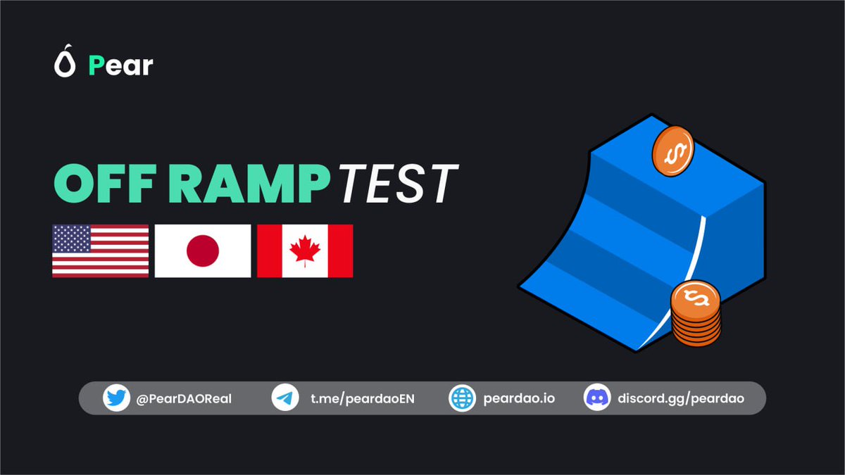 Hello Pearian ✌️🍐

📣 We need community members who can  help to test our off ramp service for 3 currencies USD, JPY, &amp; CAD

if cost involved, We’ll reward 🎁 

Are you interested? Kindly Dm our official mods on TG or DC 😉 or leave message directly at twitter 👇🏻👇🏻