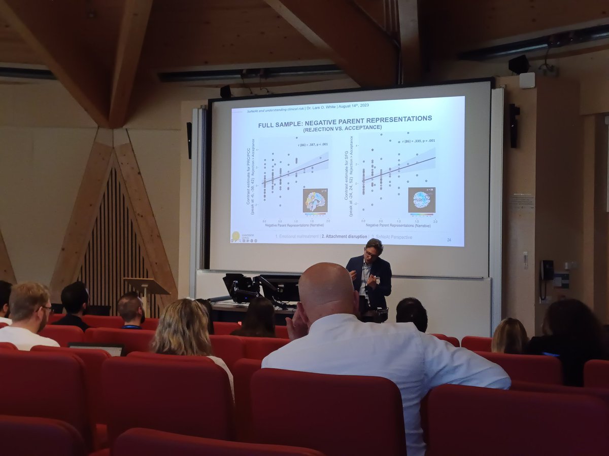 #SNRAC2023 is underway!

<a href="/LarsOWhite/">Lars White</a> from <a href="/CAP_LAB_Leipzig/">CAP Lab Leipzig</a> talking about the clinical side of #attachment and #disorganisation.

<a href="/Uni_of_Essex/">University of Essex</a> <a href="/SoNeAtLab/">Social Neuroscience of Human Attachment Lab</a>