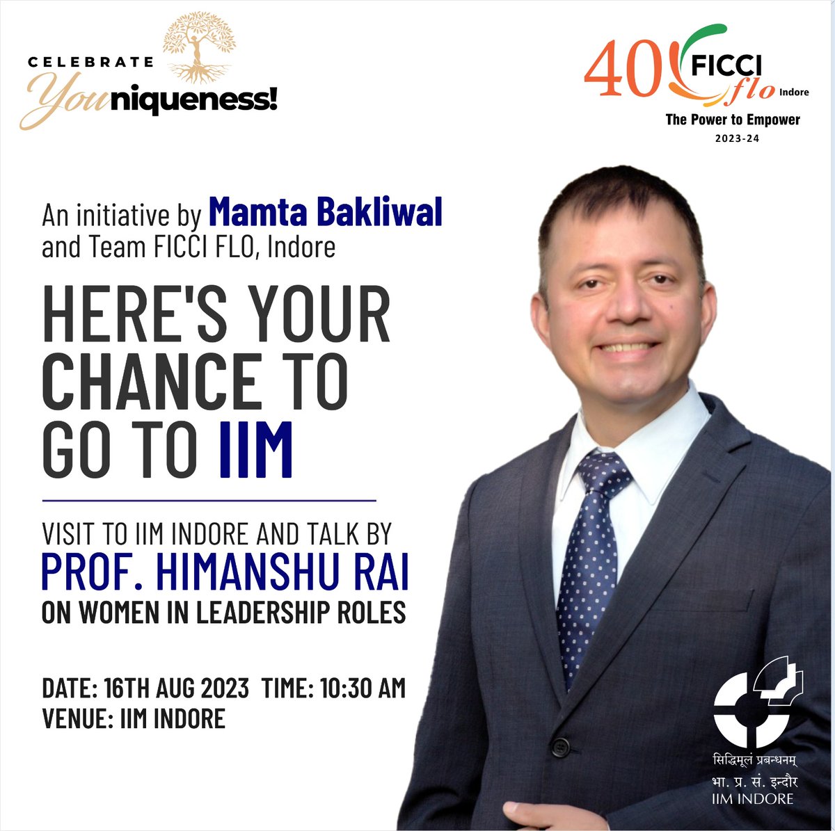 ficcifloindore's tweet photo. FICCI FLO Indore X IIM Indore
Prof Himanshu Rai on Women in Leadership Roles"
#ficci #ficciflo #ficcifloindore #indore #womenempowerment #womensupportingwomen #women #celebrateYOUniqueness #indorechapter #floites #indore #india #Leadership #IIM #IIMindore https://t.co/XWwH5uTuZU