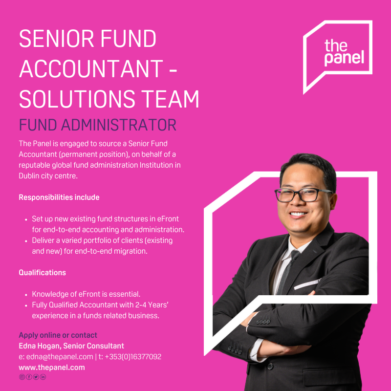 ThePanelDublin's tweet photo. Senior Fund Accountant - Solutions Team (https://t.co/n3FQwlT7VI) role is currently available with our client, a reputable global fund administration Institution.
For more information, contact Edna at edna@thepanel.com
#jobfairy #fundaccountant #accountant #accounting https://t.co/6JdalPByBw