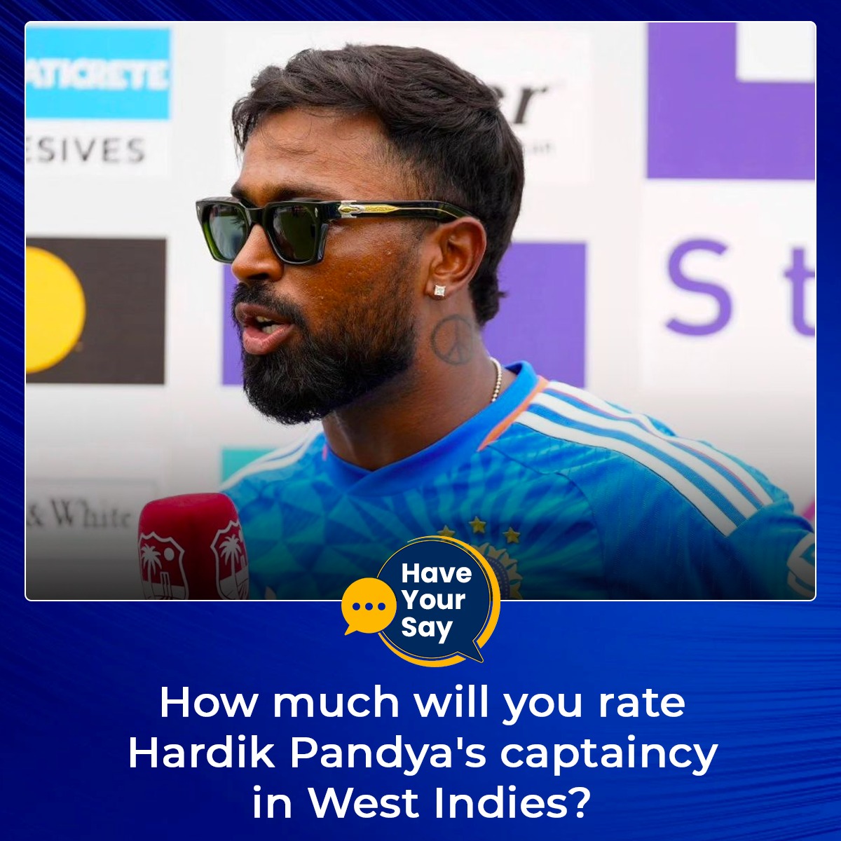 100MasterBlastr's tweet image. What are your thoughts on Hardik Pandya&apos;s captaincy? 🤔

#WIvIND #HardikPandya