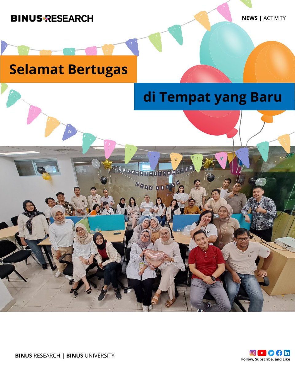 BinusResearch's tweet image. Selamat bertugas di tempat yang baru Prof. Tirta, kami selalu di hatimu

#binusresearch #BINUSUNIVERSITY #BINUSIAN #BINUSRESEARCH #fosteringandempowering